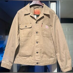 Levi’s New MEN’S Medium Canvas Work Jacket Tan Chore Coat Relaxed NWT